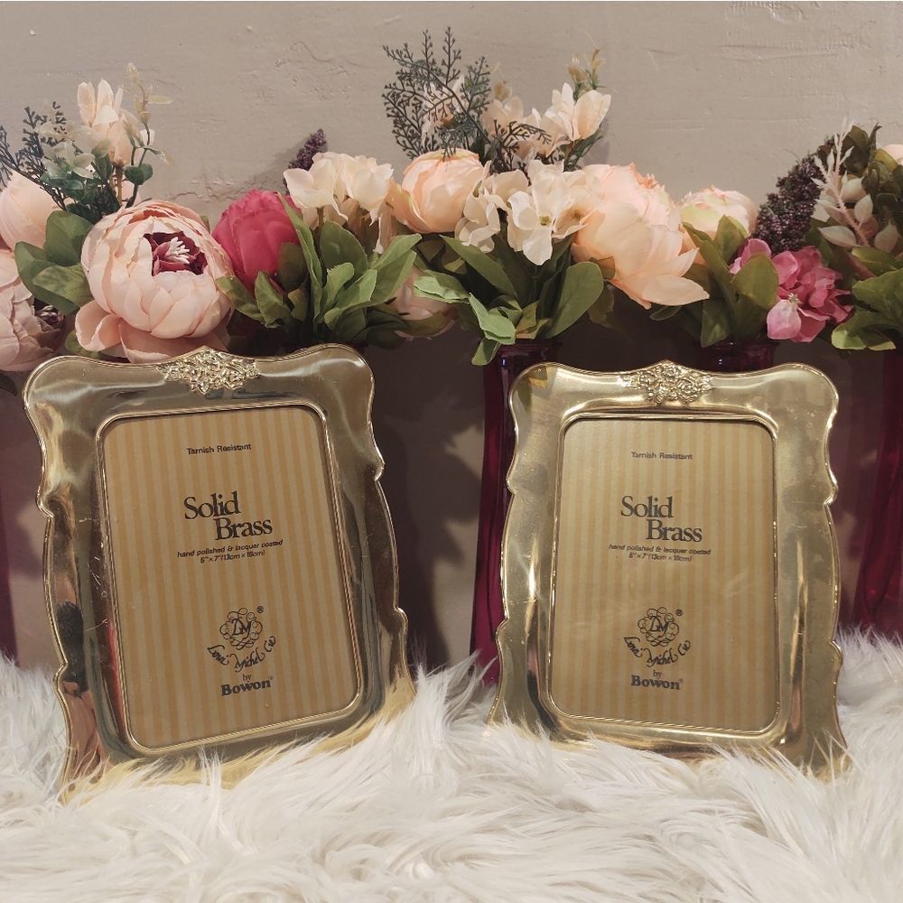 Set of 2 Vintage Loui Michel Cie Solid Brass 5x7 Picture Frames